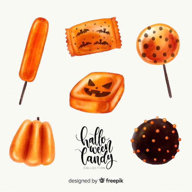 Belle Collection De Bonbons Halloween Aquarelle