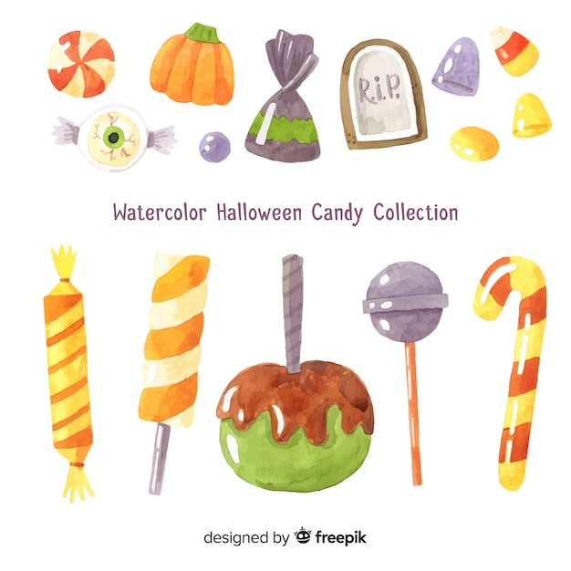 Belle collection de bonbons halloween aquarelle