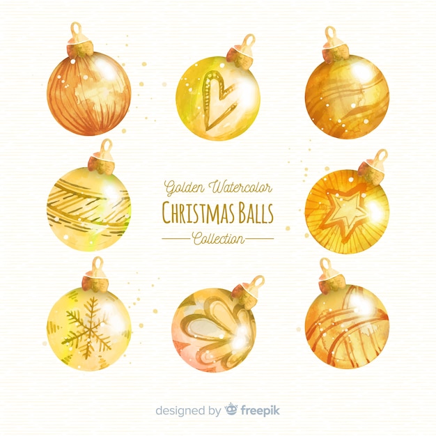 Belle Collection De Boules De Noël Aquarelles