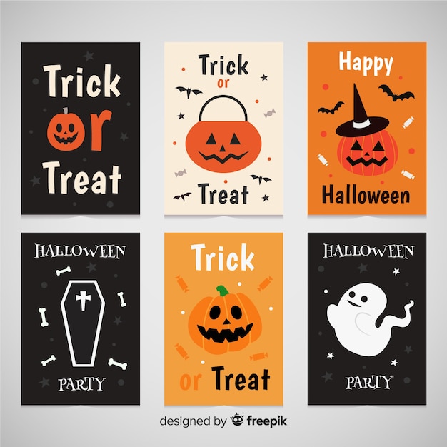 Vecteur gratuit belle collection de cartes de voeux halloween