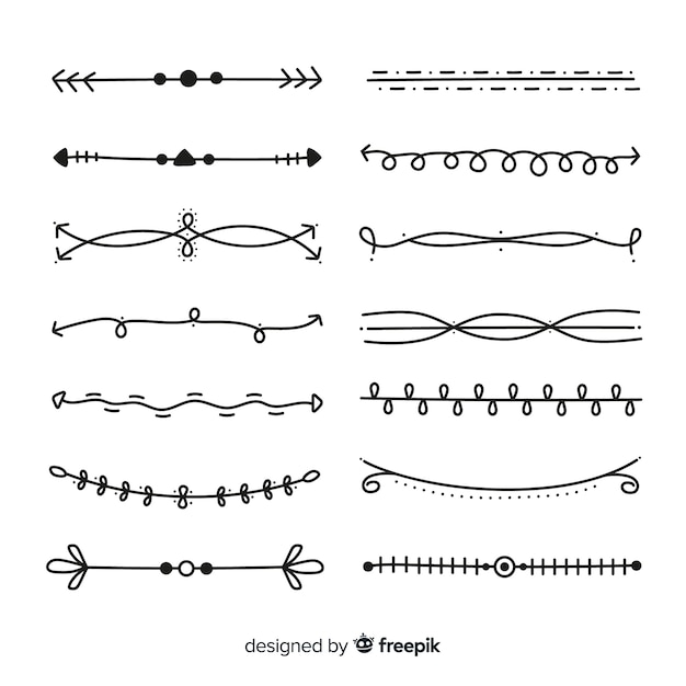 Vecteur gratuit belle collection de diviseurs d'ornement dessinés à la main