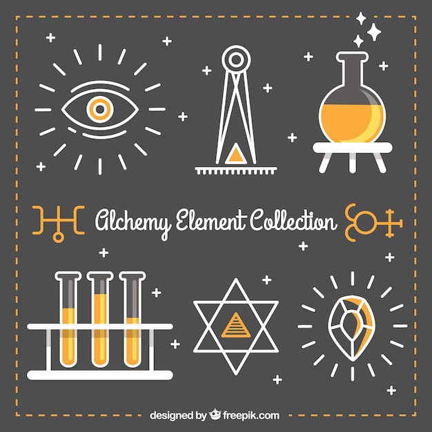 Vecteur gratuit belle collection d'éléments alchimie