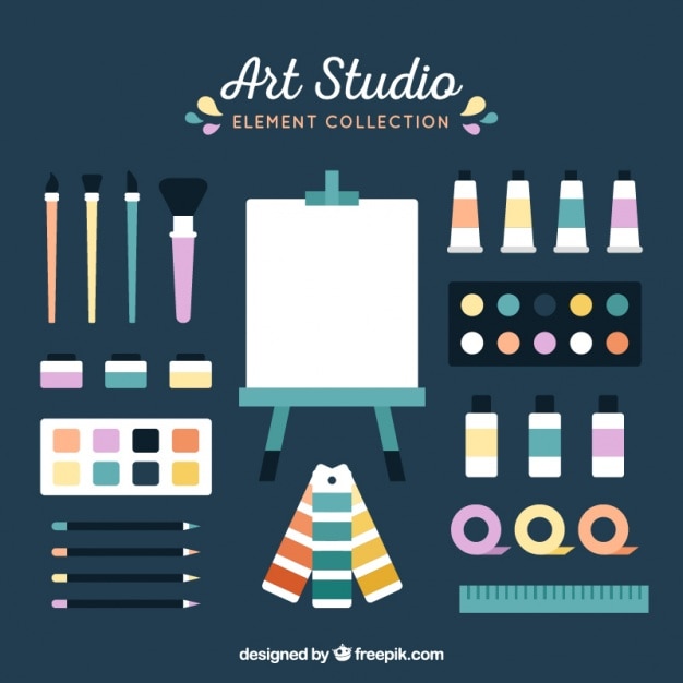 Vecteur gratuit belle collection d'éléments pour un studio d'art