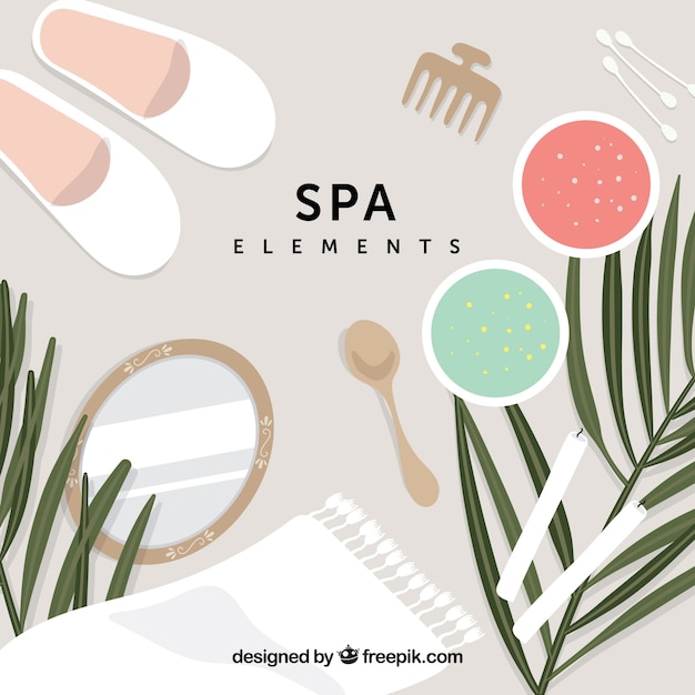 Vecteur gratuit belle collection d'éléments de spa dessinés à la main