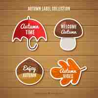 Vecteur gratuit belle collection d'étiquettes automne avec un design plat