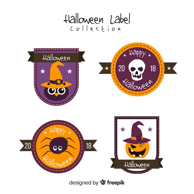 Belle collection d'étiquettes d'halloween dessinées à la main