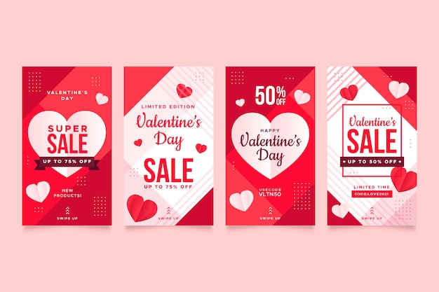 Belle Collection D'histoires De Vente De La Saint-valentin