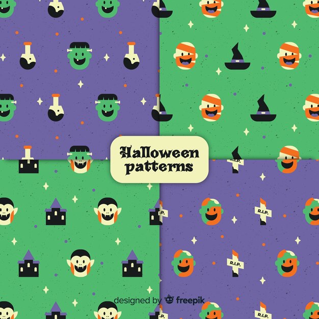 Belle collection de motifs d&#39;halloween vintage