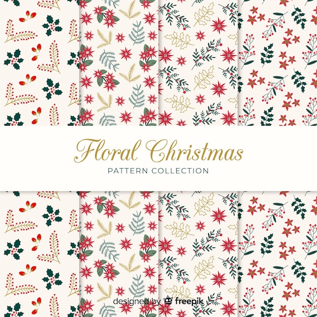 Belle Collection De Motifs De Noël Avec Style Floral