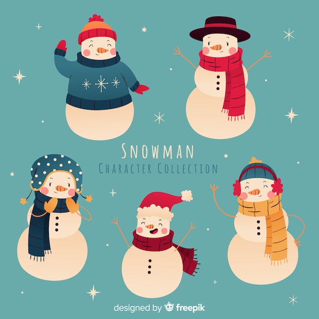 Belle Collection De Personnages De Bonhommes De Neige