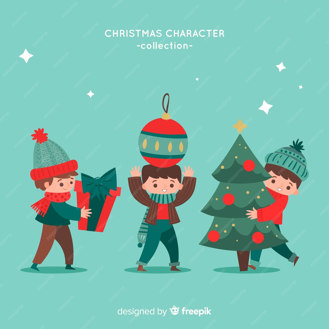 Belle Collection De Personnages De Noël Avec Design Plat Vecteur Gratuite