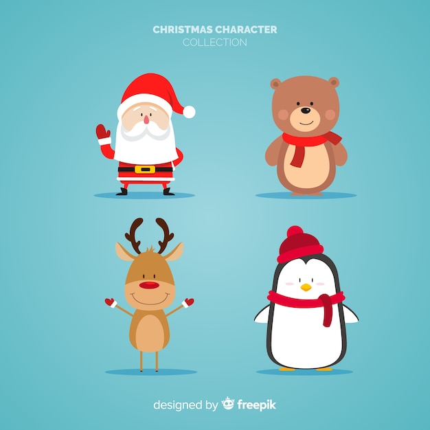 Belle Collection De Personnages De Noël Avec Design Plat