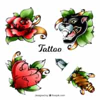 Vecteur gratuit belle collection de tatouage