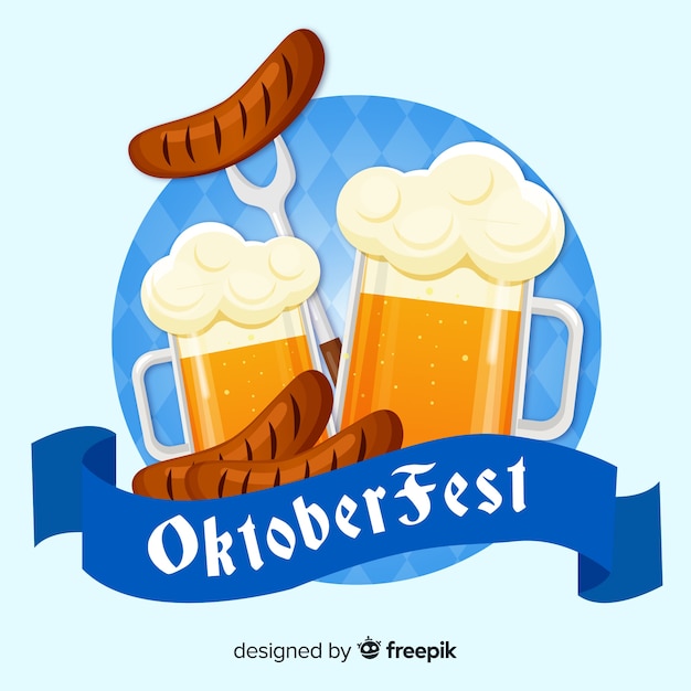 Belle Composition Oktoberfest Avec Un Design Plat