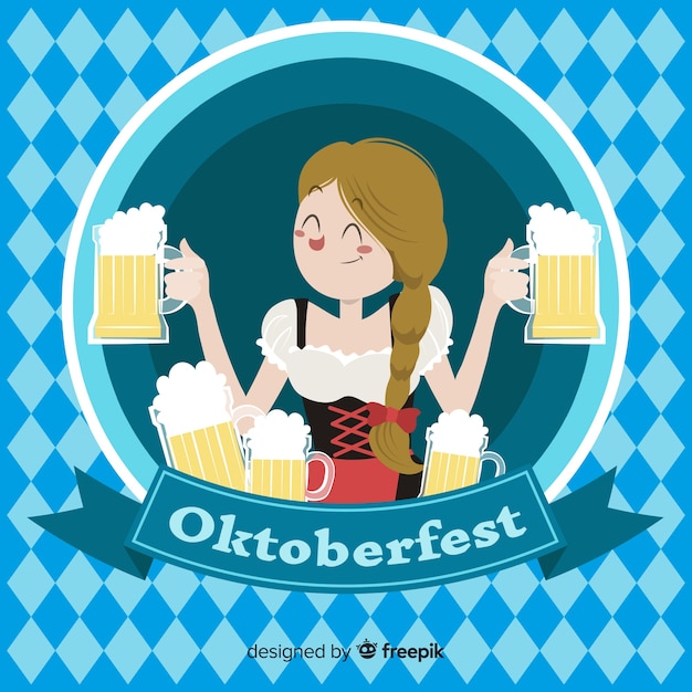 Vecteur gratuit belle composition oktoberfest avec un design plat