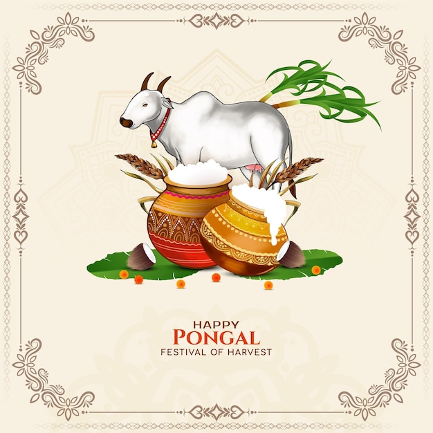 Vecteur gratuit belle conception d'arrière-plan de la célébration du festival indien happy pongal