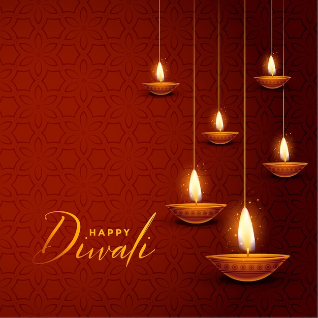 Belle Conception De Carte De Festival De Diya Décorative Joyeux Diwali