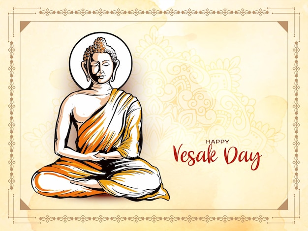Vecteur gratuit belle conception de carte pour le jour de vesak ou le festival de bouddha purnima