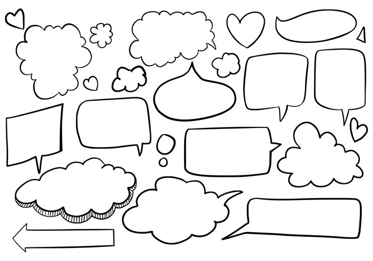 Vecteur gratuit belle conception de décor de bulle de discours croquis dessinés à la main