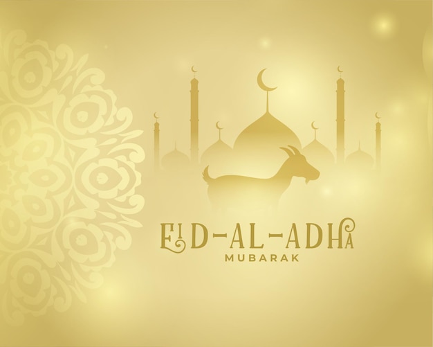 Vecteur gratuit belle conception de salutation islamique d'or eid al adha