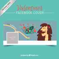 Vecteur gratuit belle couverture saint valentin de facebook dans le style sommaire