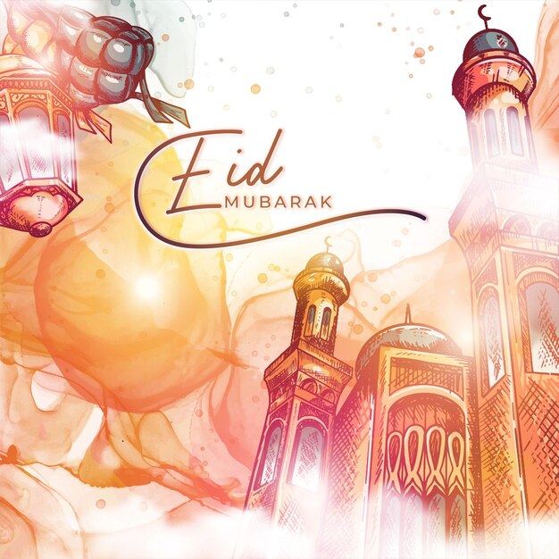 Belle Eid Mubarak Islamique coloré