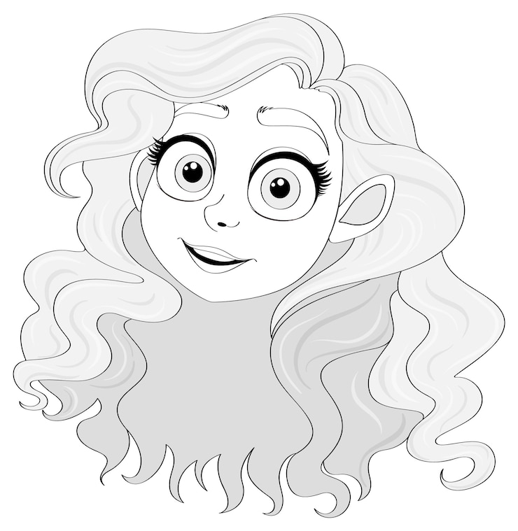 Vecteur gratuit belle femme aux cheveux longs illustration de dessin animé vectoriel