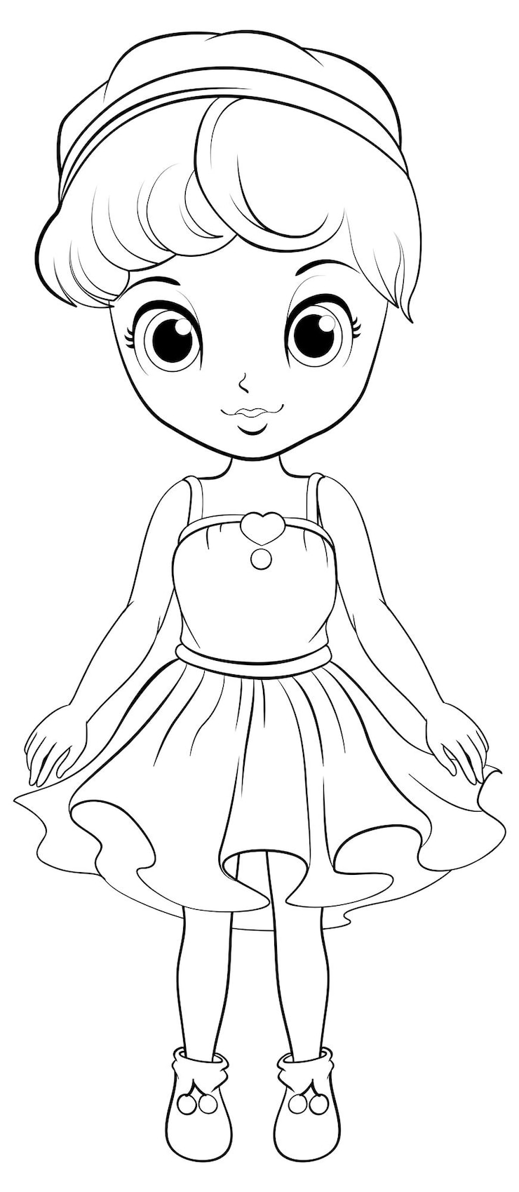 Vecteur gratuit une belle fille dans le style de doodle pour la coloration