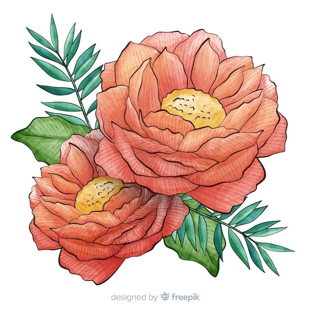 Vecteur gratuit belle fleur de corail aquarelle