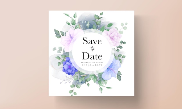 Belle Fleur Et Feuilles D'invitation De Mariage