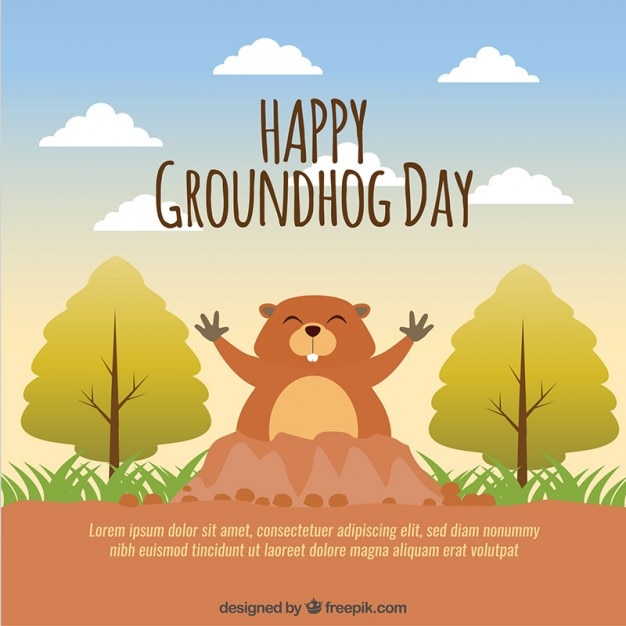 Vecteur gratuit belle groundhog day fond heureux