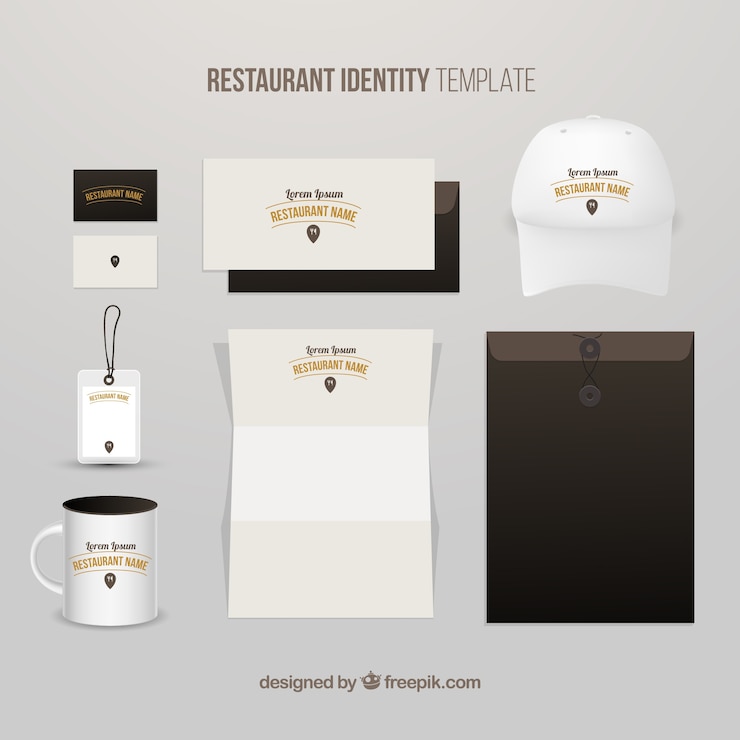 Vecteur gratuit belle identité de restaurant avec un plafond