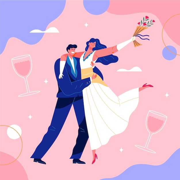 Vecteur gratuit belle illustration de couple de mariage