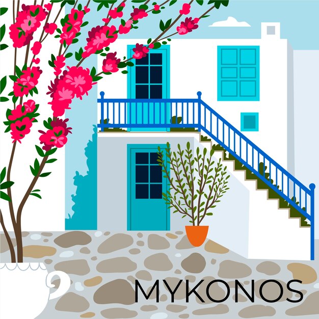 Belle illustration de destination de mykonos