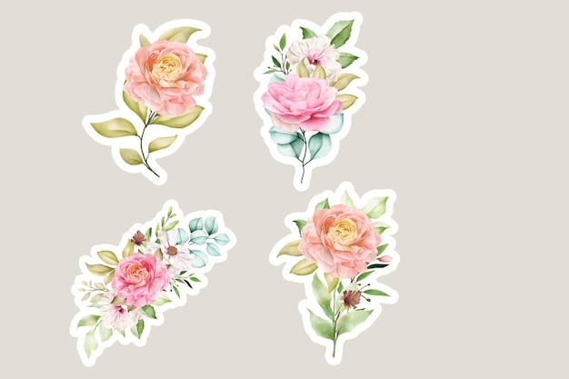 Vecteur gratuit belle illustration florale aquarelle arrangement rose vintage