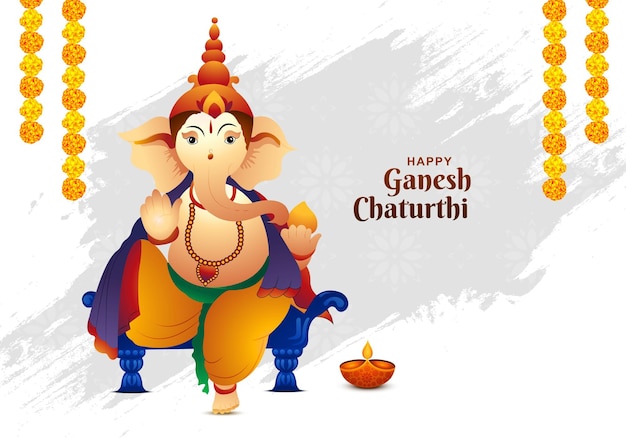 Belle Illustration De Fond De Carte De Vacances Seigneur Ganesh Chaturthi