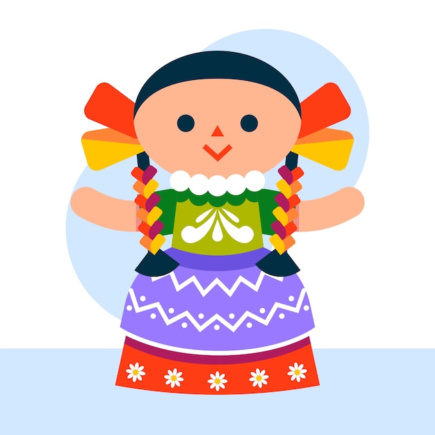 Vecteur gratuit belle illustration de poupée mexicaine