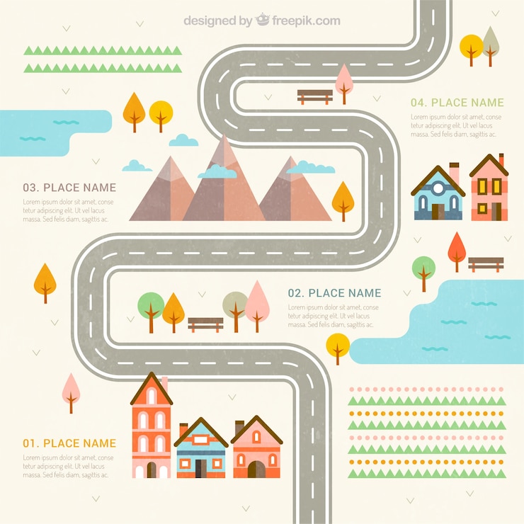 Vecteur gratuit belle infographie de route