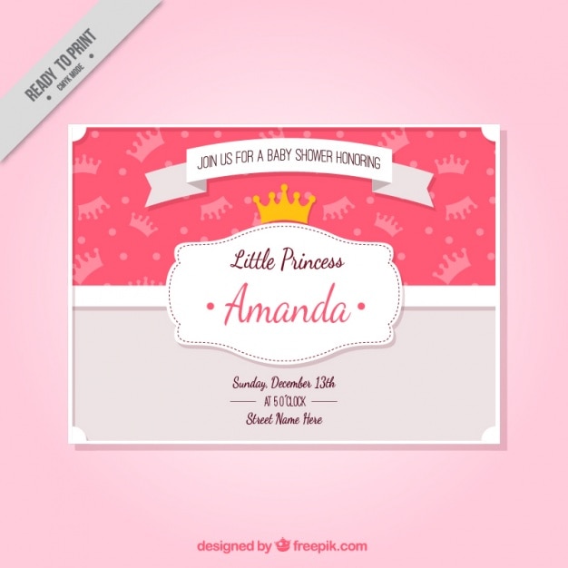 Vecteur gratuit belle invitation de baby shower avec couronne