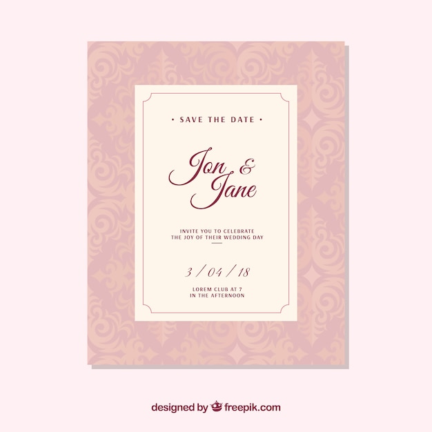 Belle Invitation De Mariage Au Design Plat