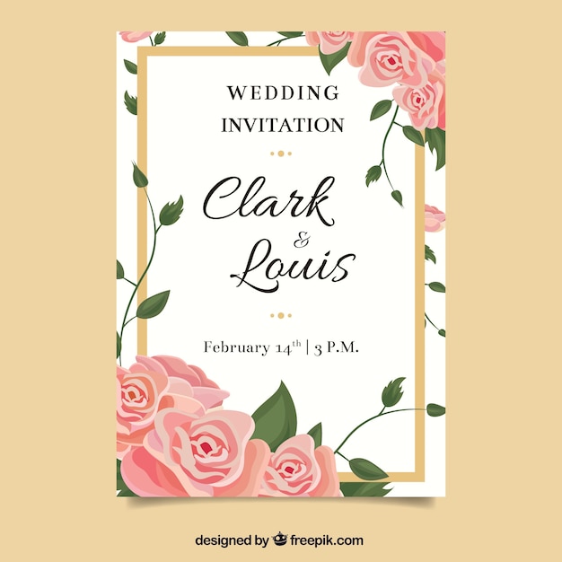 Belle Invitation De Mariage Au Design Plat