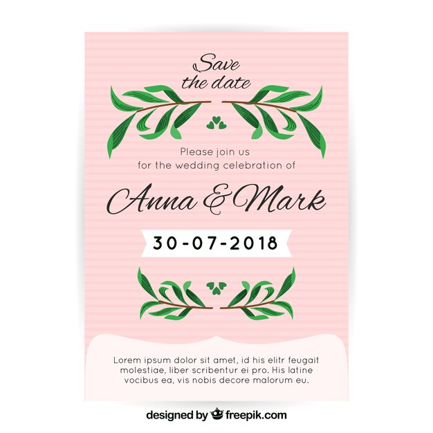 Belle Invitation De Mariage Au Design Plat