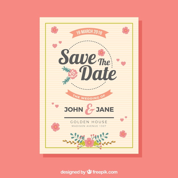 Belle Invitation De Mariage Avec Un Design Plat