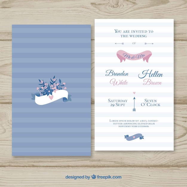 Belle invitation de mariage avec un design plat