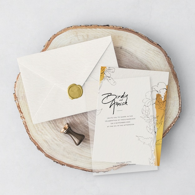 Belle invitation de mariage avec enveloppe