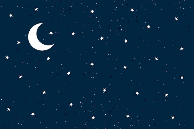 Vecteur gratuit belle lune et étoile nocturne design de fond vectoriel
