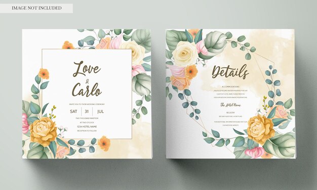 Belle main dessin invitation de mariage design floral