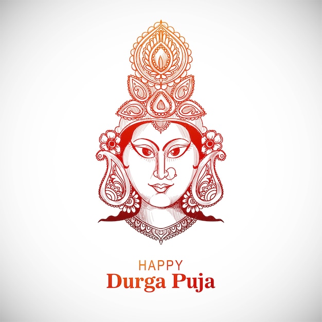 Vecteur gratuit belle main dessiner un croquis pour le festival de durga puja