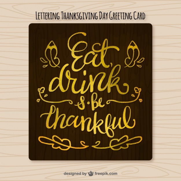 Vecteur gratuit belle main de thanksgiving carte dorée peinte
