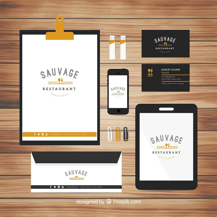 Vecteur gratuit belle papeterie pour un restaurant